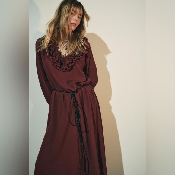 ZARA ~ Frill Midi Dress ZW Collection - Picture 5 of 11